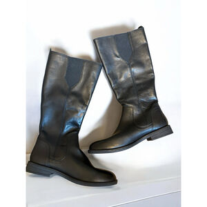 Hush Puppies Boots Jaylin Tall Black Leather Womens Shoes Size 8.5 NWOB A43